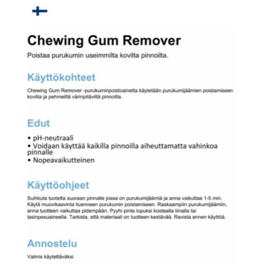 Blue & Green Chewing Gum Remover 0,5L Purukuminpoistoaine 4 Blue & Green Chewing Gum Remover 0,5L Purukuminpoistoaine - Image 2