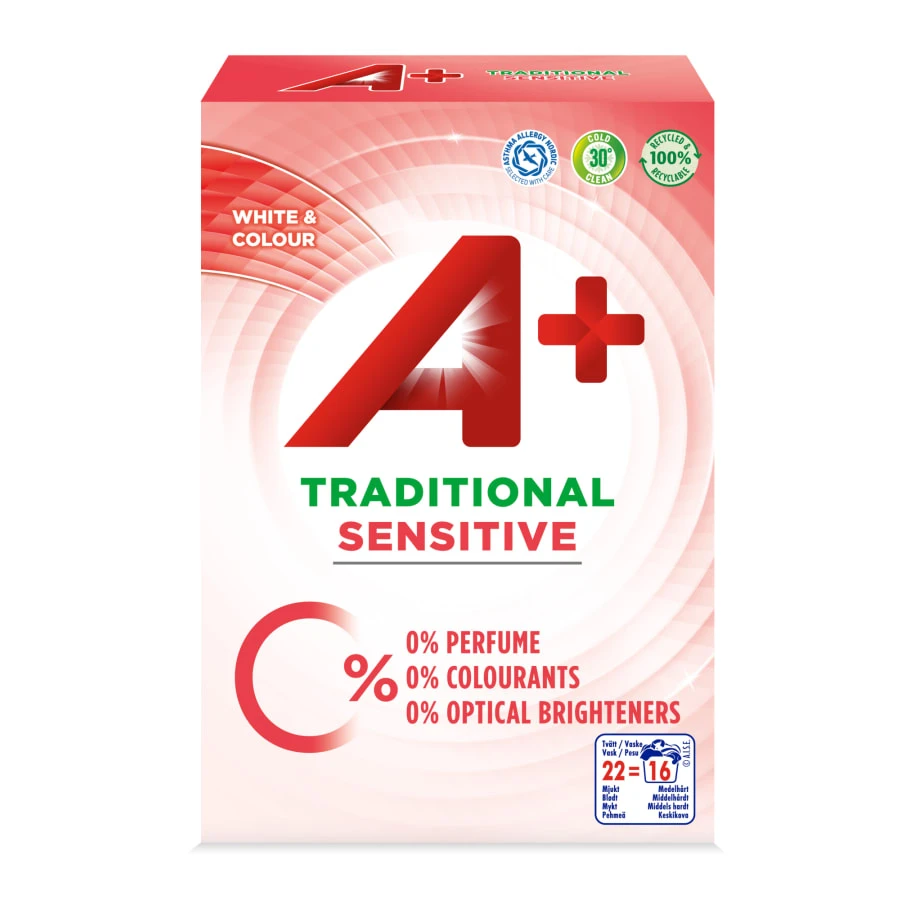 A+ Traditional Sensitive 1,12 Kg Pyykinpesujauhe 3 A+ Traditional Sensitive 1,12 Kg Pyykinpesujauhe