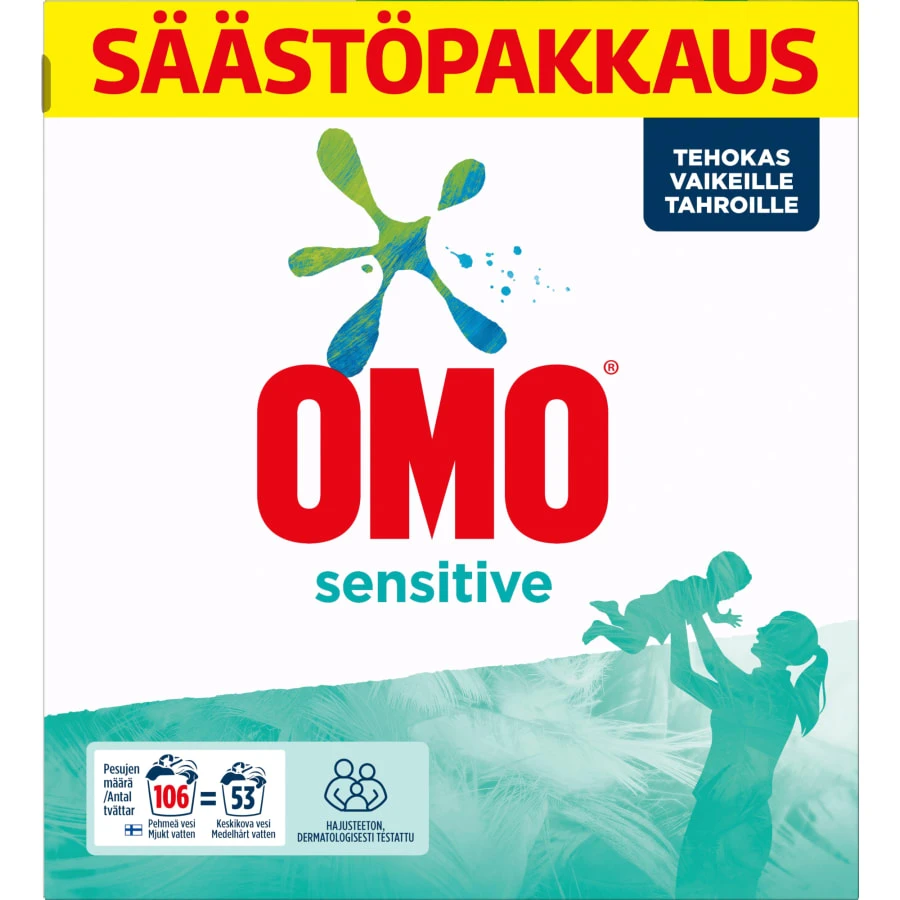 Omo Sensitive 3,72 Kg Pyykinpesujauhe 3 Omo Sensitive 3,72 Kg Pyykinpesujauhe