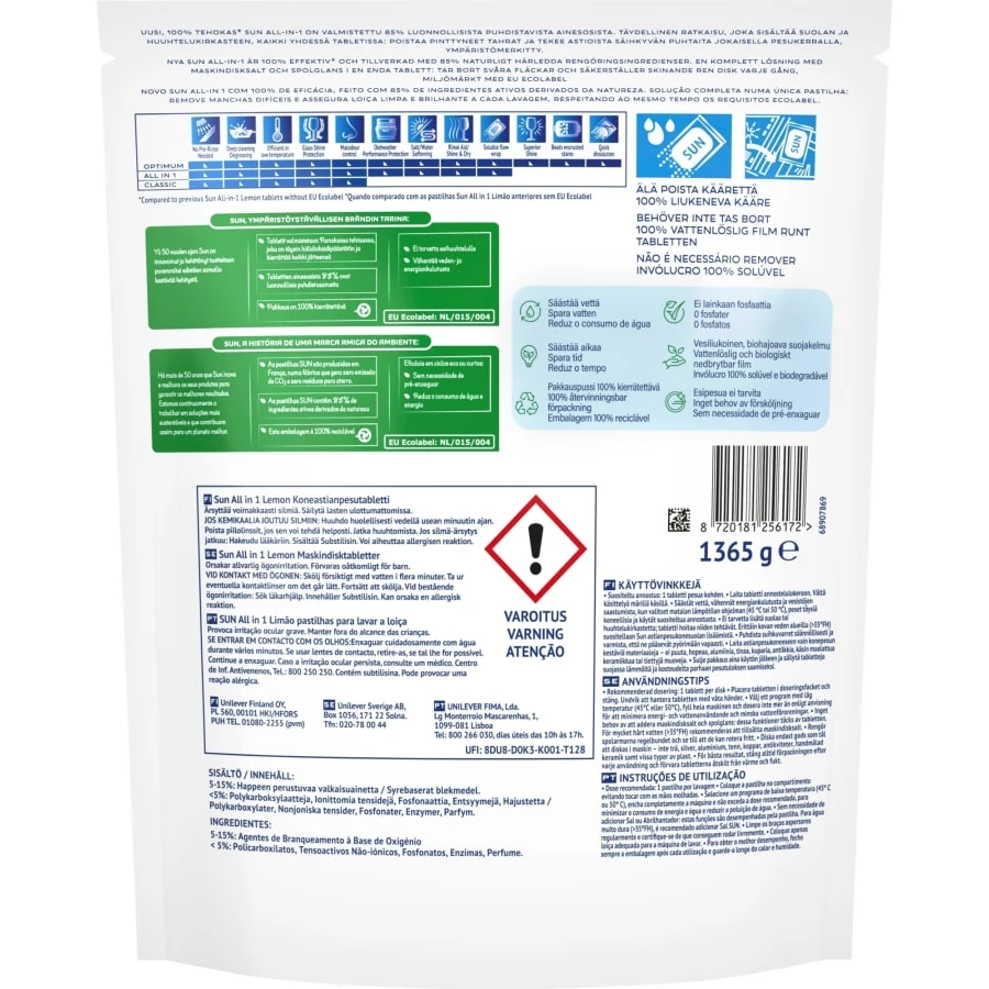 SUN® Sun All-in-1 Lemon 78 tab Konetiskitabletti 5 SUN® Sun All-in-1 Lemon 78 tab Konetiskitabletti - Image 3