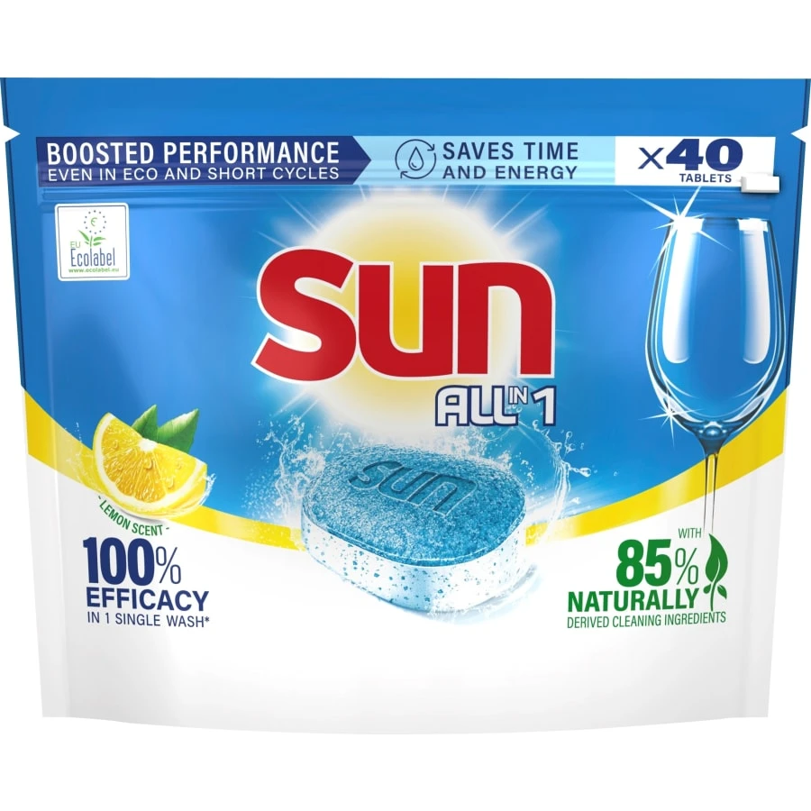 SUN® Sun All-in-1 Lemon 40 tab Konetiskitabletti 4 SUN® Sun All-in-1 Lemon 40 tab Konetiskitabletti - Image 2